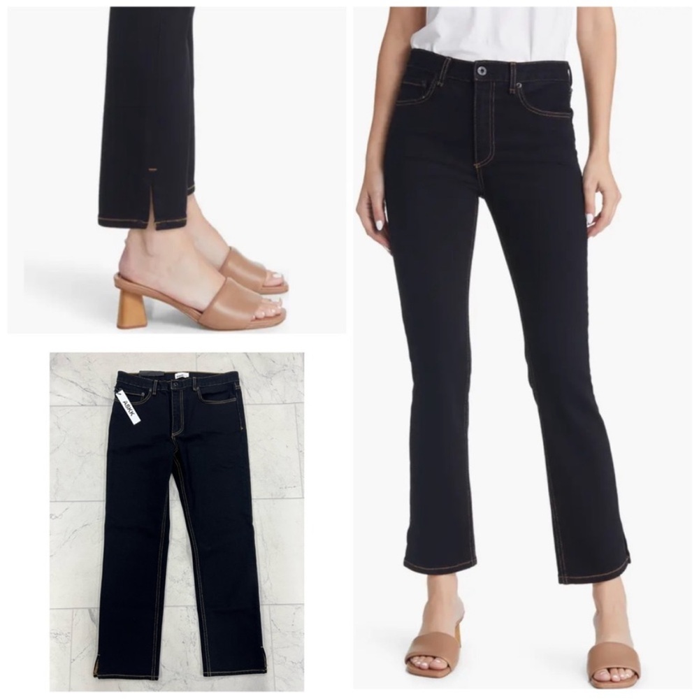 NWT ASKK NY Slit Hem Ankle Straight Leg Jeans in Black Resin Size 24/0 or 26/4